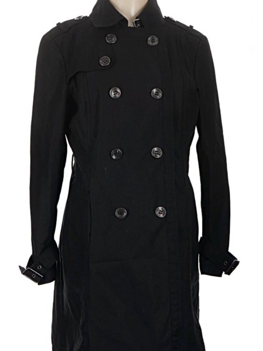 Kenneth Cole New York Black Double-Breasted Trench Coat
